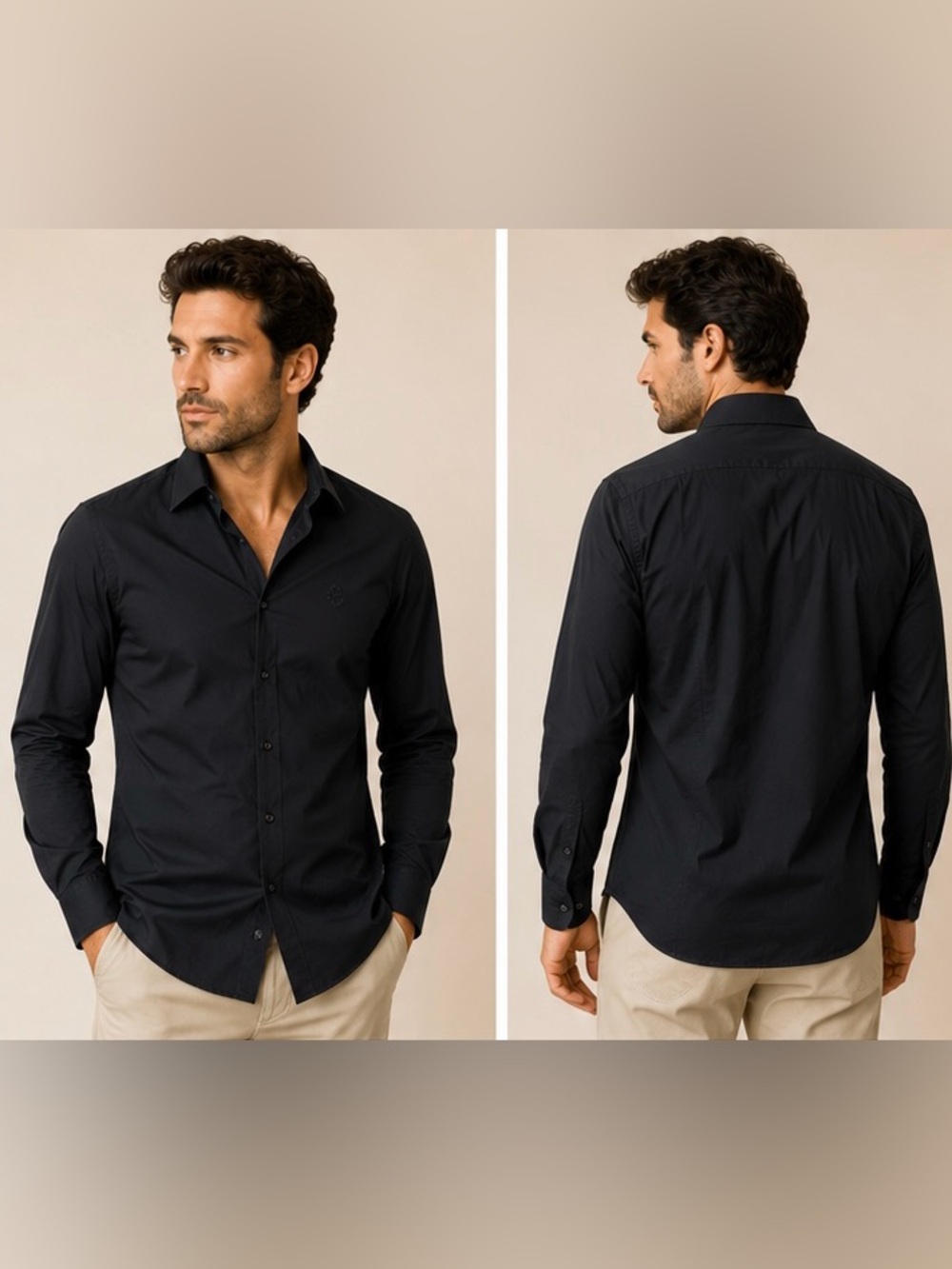 Roberto Cavalli Black Dress Shirt XL 17 34/35 Button Down